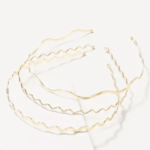 Serre-tête en métal ondulé doré pour femme, élégant, accessoire de coiffure