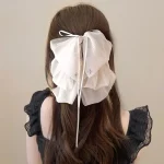 Noir élégant femmes grand arc cheveux griffe tempérament mousseline de soie grand nœud papillon Barrettes épingle à cheveux femmes queue de cheval épingle à cheveux accessoire de cheveux