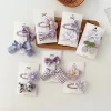 Ensemble d&rsquo;épingles à cheveux à nœud violet pour bébés filles, barrettes mignonnes, épingle à cheveux Kawaii, fleur douce, accessoires pour cheveux de bébé coréen, 2 pièces