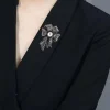 uniforme corsage ornement nœud broche vintage élégant entièrement strass broche style français argent noir broche femmes