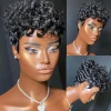 Hort Pixie perruques pour les femmes noires courtes noires bouclés Pixie perruques cheveux synthétiques perruques pour les femmes noires naturel ondulé noir Pixie coupe Wi