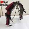 pince à cheveux gothique vin foncé rouge lolita, petit article, couvre chef, sous culture y2k punk halloween, épingle à cheveux, bandeau, accessoires pour cheveux