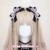 pince à cheveux avec nœud noir et rose, accessoires japonais y2k jirai kei lolita, accessoire fait à la main, couvre chef féminin, costume de cosplay