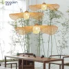 japonais wabi sabi pendentif led lumières bambou rotin lustre lampes à suspension pour salon salle à manger chambre décoration de la maison lustre