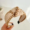 bandeau de sauna bohème en paille à larges bords pour femme, élégant et gracieux