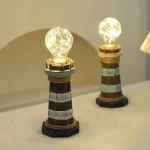 Ornements de phare en bois de Style méditerranéen, bijoux de bureau rétro créatifs, ornements lumineux pour la maison, décoration ancienne cadeau Ornements de phare en bois de Style méditerranéen, bijoux de bureau rétro créatifs, ornements lumineux pour la maison, décoration ancienne cadeau