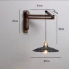 applique japonaise en bois massif, lampe de chevet pour chambre à coucher, style nordique rétro, bras à bascule pliant, pour restaurant, allée, art en fer