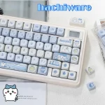 Capuchons de touches de clavier mécanique, dessin animé chiikawa, kawaii, rond, mignon, hachiware, axe transversal, clé de remplacement, hauteur MOA, matériau PBT