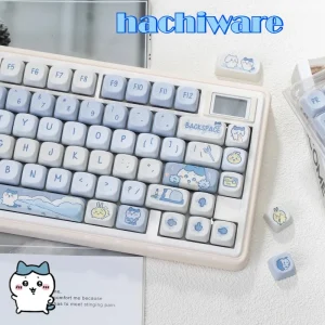 Capuchons de touches de clavier mécanique, dessin animé chiikawa, kawaii, rond, mignon, hachiware, axe transversal, clé de remplacement, hauteur MOA, matériau PBT Capuchons de touches de clavier mécanique, dessin animé chiikawa, kawaii, rond, mignon, hachiware, axe transversal, clé de remplacement, hauteur MOA, matériau PBT