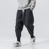 Coton lin sarouel hommes Streetwear Joggers nouveau Baggy goutte-entrejambe pantalon pantalon décontracté hommes pantalons de survêtement