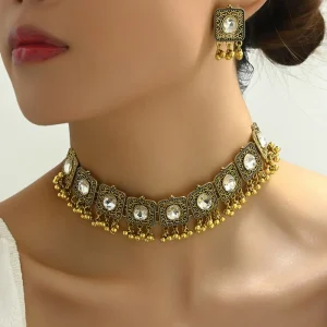 Ensemble de bijoux ethniques Vintage, bijoux de mariée de dubaï, pendentifs de perles à pampilles, ensembles de bijoux de décoration en pierre colorée Ensemble de bijoux ethniques Vintage, bijoux de mariée de dubaï, pendentifs de perles à pampilles, ensembles de bijoux de décoration en pierre colorée