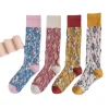 chaussettes rétro à manches longues pour femme, chaussettes à la mode et au genou, tube long, patchwork de couleur, nouvelle collection automne et hiver