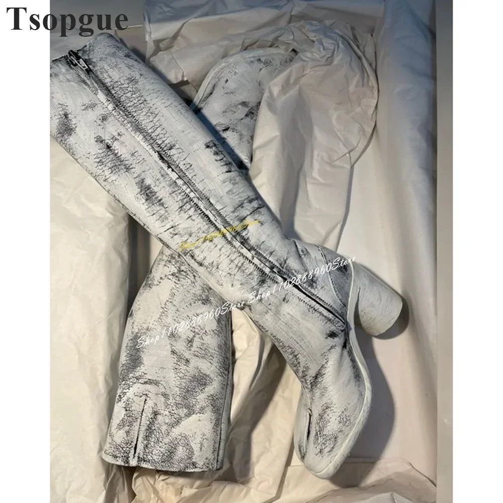 tendance genou haute décontracté tabi bottes épais chaussures à talons hauts pour femmes côté fermeture éclair bout fendu 2024 à la mode zapatos para mujere tendance genou haute décontracté tabi bottes épais chaussures à talons hauts pour femmes côté fermeture éclair bout fendu 2024 à la mode zapatos para mujere