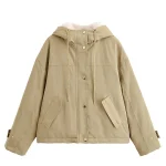 HH veste courte à capuche femme automne hiver Multi poche cordon conception polyvalent haut à la mode chaud dame manteau décontracté
