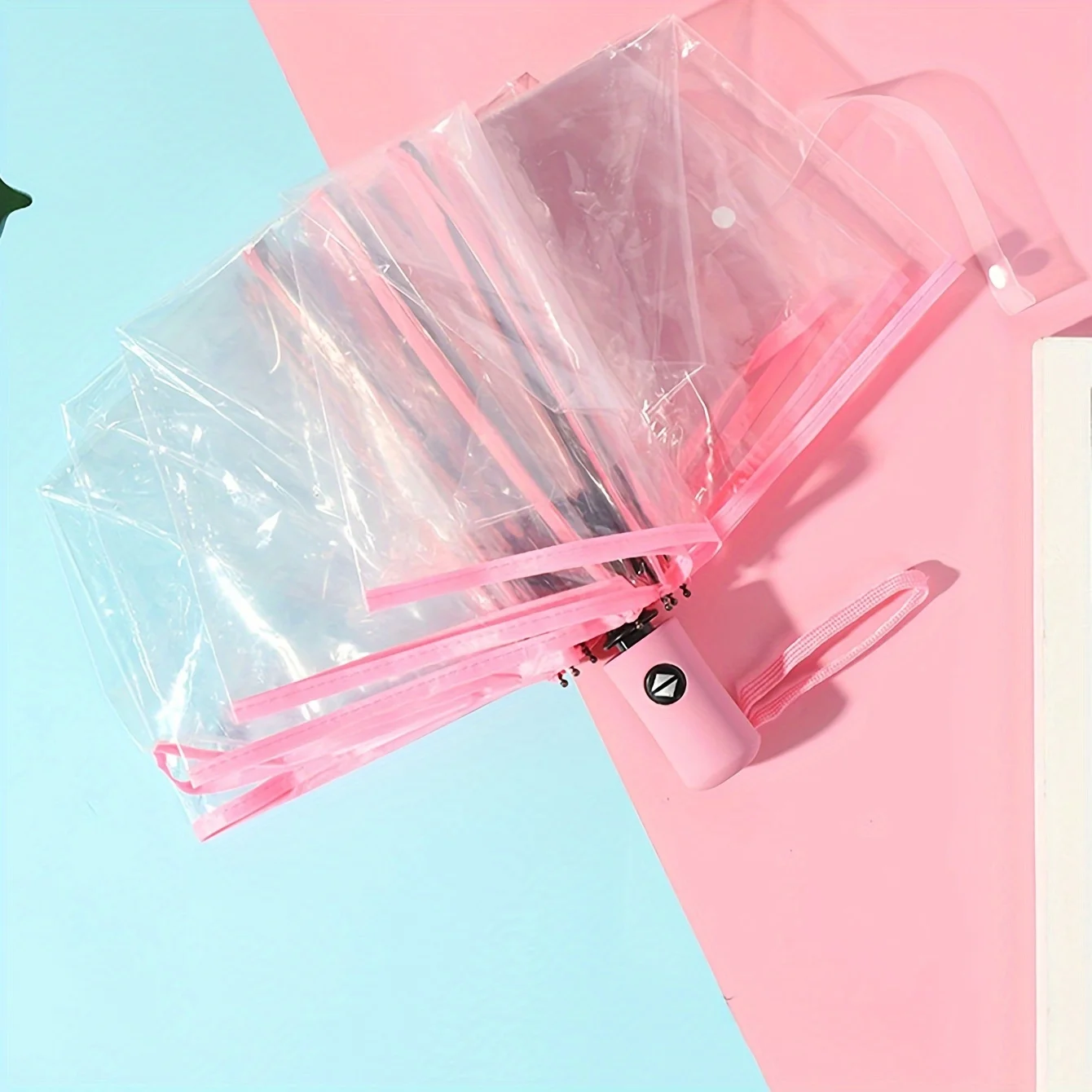 parapluie pliable transparent, portable, esprit, entièrement existent, Étanche à la pluie, 3 plis, 1pc parapluie pliable transparent, portable, esprit, entièrement existent, Étanche à la pluie, 3 plis, 1pc