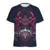 t shirt à motif de masque de samouraï japonais pour hommes, rétro imprimé en 3d, col rond, manches courtes, t shirts amples de rue