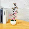 bonsaï fleurs de prunier en soie, plante artificielle, fausses fleurs, pot de fleurs, branches d'arbre sakura, décoration de salle de maison