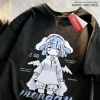 T-shirt imprimé monday Blue Cartoon pour hommes et filles, style japonais, t-shirt en coton d&rsquo;été, t-shirt de rue, vêtements surdimensionnés, décontracté, Y-