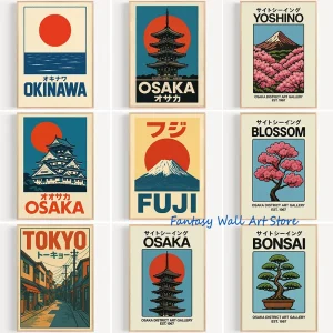 Japon voyage Vintage Art Osaka Tokyo Fuji fleur Yoshino japonais Zen affiche toile peinture mur photos décor de chambre à coucher Japon voyage Vintage Art Osaka Tokyo Fuji fleur Yoshino japonais Zen affiche toile peinture mur photos décor de chambre à coucher
