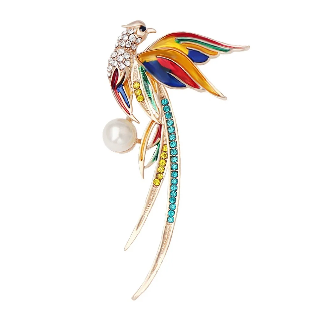 nouvelle broche phénix en strass à la mode avec longue queue, accessoire exquis pour vêtements et sacs, pièce de tempérament polyvalente nouvelle broche phénix en strass à la mode avec longue queue, accessoire exquis pour vêtements et sacs, pièce de tempérament polyvalente