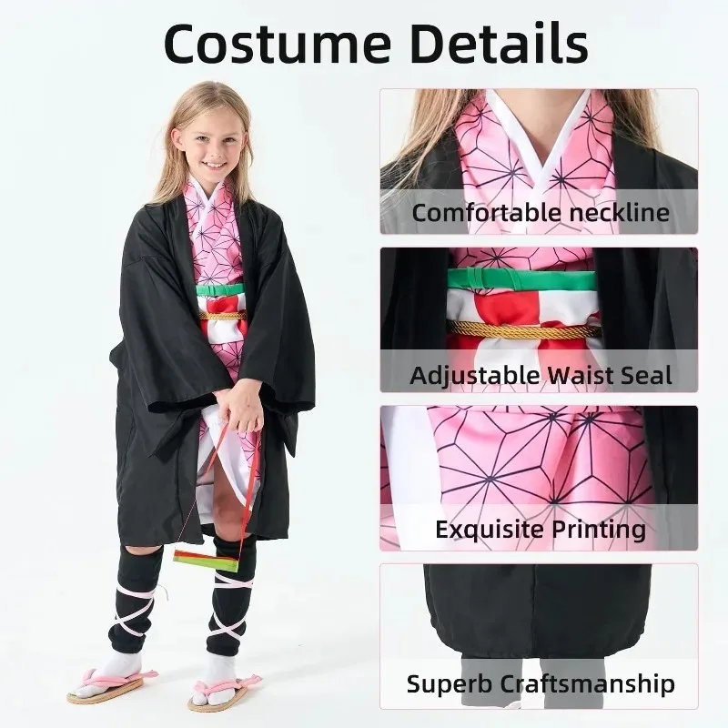 halloween anime kimetsu no yaiba kamado nezuko cosplay costume kimono démon tueur cosplay perruques cheveux carnaval femmes tenue halloween anime kimetsu no yaiba kamado nezuko cosplay costume kimono démon tueur cosplay perruques cheveux carnaval femmes tenue