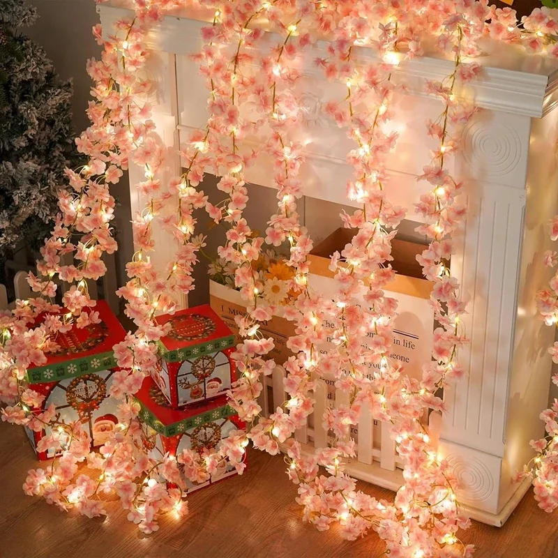 vigne de fleurs sakura artificielles de 180cm, pour décoration de mariage, arc de jardin, décoration de salle de maison, fête de mariée, fausse soie, ornement extérieur vigne de fleurs sakura artificielles de 180cm, pour décoration de mariage, arc de jardin, décoration de salle de maison, fête de mariée, fausse soie, ornement extérieur