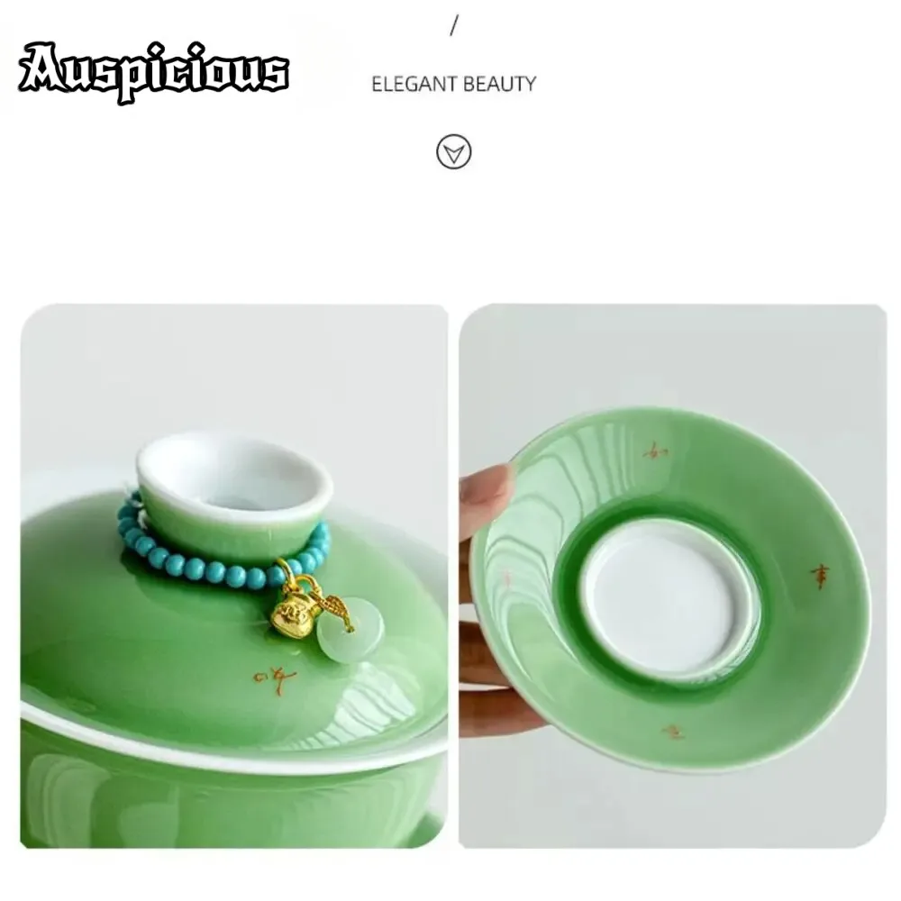 gaiwan filles à thé en porcelaine vert Émeraude de 150ml, boutique avec kit de couvercle s/05, soupière, couvercle de brassage, artisanat de cérémonie du thé gaiwan filles à thé en porcelaine vert Émeraude de 150ml, boutique avec kit de couvercle s/05, soupière, couvercle de brassage, artisanat de cérémonie du thé