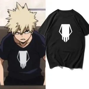 Été mon héros académique Bakugo Katsuki imprimé mode T-shirt hommes femmes mode haute qualité ample coton T-Shirt décontracté