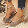 2025 nouvelles femmes sandales Peep Toe sandales à talons compensés pour femmes mode plate-forme chaussures décontractées confortable chaussure De plage Sandalias De Mujer