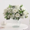 injartificial rose pivoine bouque fleur, décoration de la maison, patients tenant une fleur, bouquet de mariage, bricolage, fausse fleur, gand ement