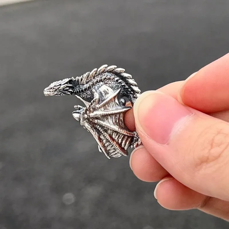 anneaux de dragon style gothique punk, ailes de ptérosaure, anneaux réglables d'ouverture pour hommes et femmes, bijoux vintage, accessoires cadeaux anneaux de dragon style gothique punk, ailes de ptérosaure, anneaux réglables d'ouverture pour hommes et femmes, bijoux vintage, accessoires cadeaux