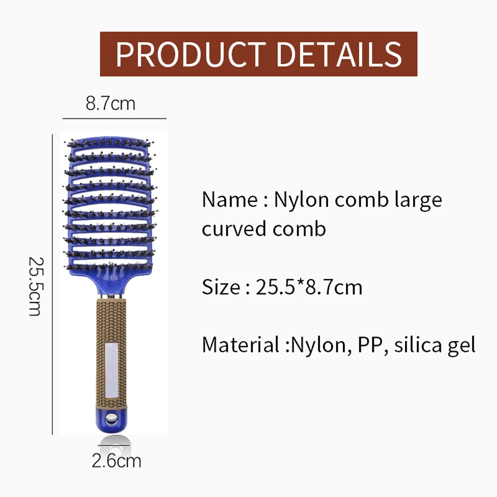brosse à cheveux en nylon pour femmes, poignées de peigne, poils de pêche, support de massage, coiffure bouclée, outils de coiffure de salon brosse à cheveux en nylon pour femmes, poignées de peigne, poils de pêche, support de massage, coiffure bouclée, outils de coiffure de salon