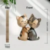 sculpture de couple chaton en bois, charmant chat plat 2d, cadeau pour passionné, grain de bois clair et foncé, décoration d'entrée de bureau pour la maison