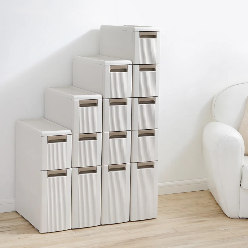 armoire latérale de style japonais pour cuisine, réfrigérateur, unité de rangement sur pied pour salle de bain, étagère de rangement à tiroirs multicouches de 18cm armoire latérale de style japonais pour cuisine, réfrigérateur, unité de rangement sur pied pour salle de bain, étagère de rangement à tiroirs multicouches de 18cm
