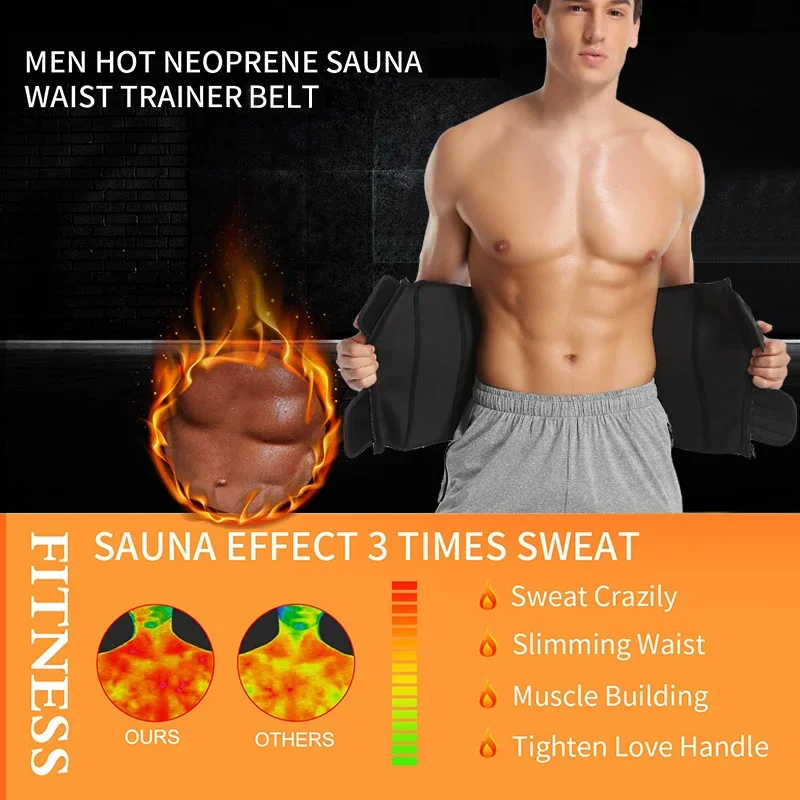 ceinture d'entraînement de taille pour hommes, pour perte de poids, en néoprène, modelant le corps, sauna, entraînement, sueur, ceinture abdominale avec doubles sangles, vêtements modelants ceinture d'entraînement de taille pour hommes, pour perte de poids, en néoprène, modelant le corps, sauna, entraînement, sueur, ceinture abdominale avec doubles sangles, vêtements modelants