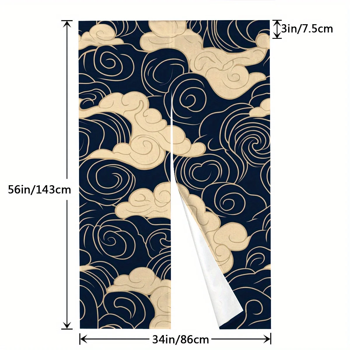 rideau de porte nordique japonais occultant en lin, motif ondulé bleu blanc, pour entrée, cuisine, salle de bains, chambre à coucher, couloir, décoration de maison rideau de porte nordique japonais occultant en lin, motif ondulé bleu blanc, pour entrée, cuisine, salle de bains, chambre à coucher, couloir, décoration de maison