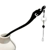 bâtonnets de cheveux chinois avec pendentif en jade, pompon en bois, décor cheongsam, épingle à cheveux, baguettes rétro han cotume, bijoux pour chignon