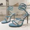 sandales gladiateur à talons hauts pour femmes, chaussures de soirée à enroulement, biscuits brillants, salle de rinçage, sexy, talons fins, parker ouvert