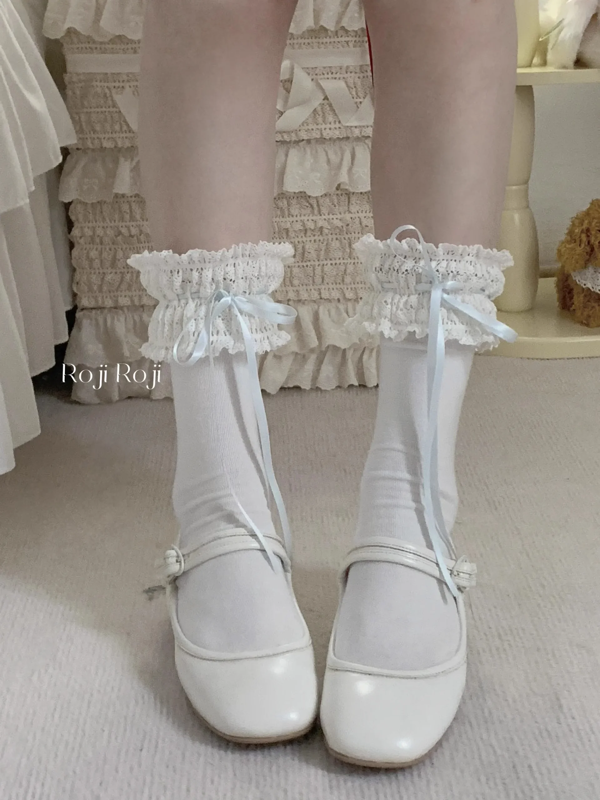 chaussettes japonaises en coton avec nœud, mi tube, dentelle, doux, lolita, genou, école, filles, kawaii, printemps, nouveau chaussettes japonaises en coton avec nœud, mi tube, dentelle, doux, lolita, genou, école, filles, kawaii, printemps, nouveau