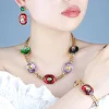 ensemble de bijoux en cristal pour femmes, collier et boucles d'oreilles de luxe léger, accessoires dopamine colorés