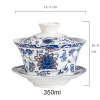 gaiwan en porcelaine de grande capacité pour voyage, bol de couverture, tasse à thé chinoise gai wan avec couvercle et soucoupe, ensemble puer, céramique, 350 ml