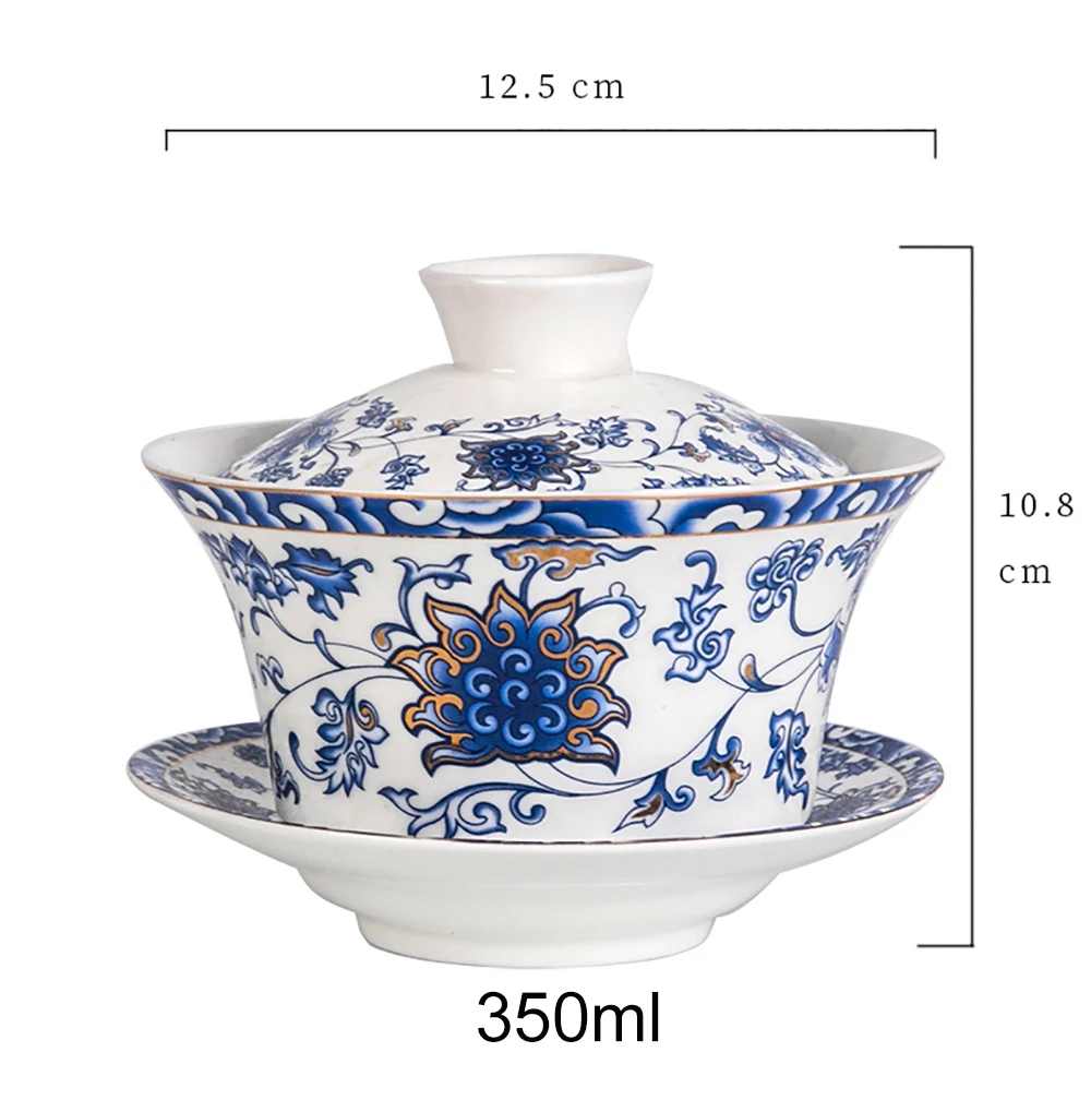 gaiwan en porcelaine de grande capacité pour voyage, bol de couverture, tasse à thé chinoise gai wan avec couvercle et soucoupe, ensemble puer, céramique, 350 ml gaiwan en porcelaine de grande capacité pour voyage, bol de couverture, tasse à thé chinoise gai wan avec couvercle et soucoupe, ensemble puer, céramique, 350 ml