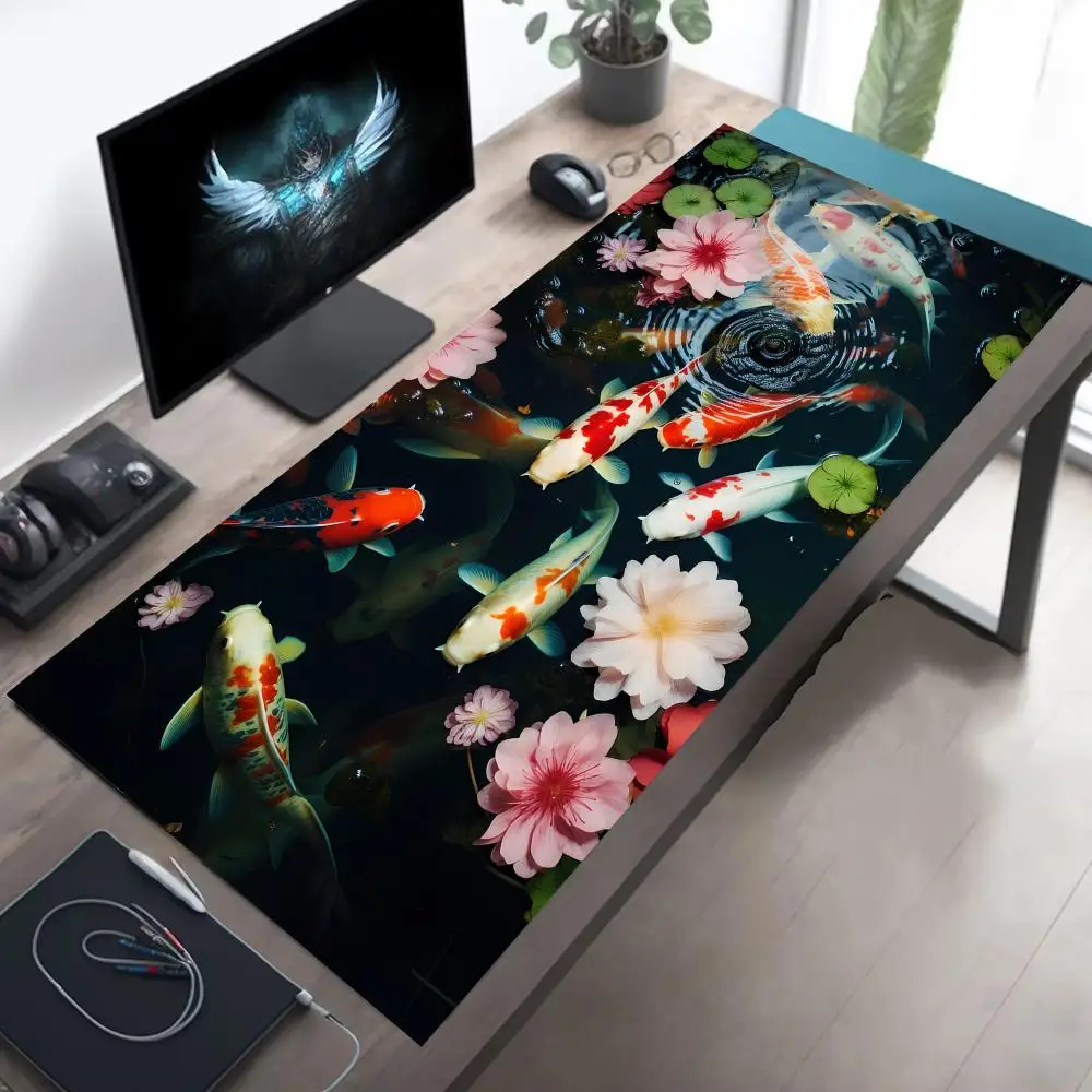 tapis de souris japonais koi fish art, pour ordinateur portable, bureau, grand tapis de souris de jeu, fond en caoutchouc, tapis de bureau antidérapant 900x400 tapis de souris japonais koi fish art, pour ordinateur portable, bureau, grand tapis de souris de jeu, fond en caoutchouc, tapis de bureau antidérapant 900x400