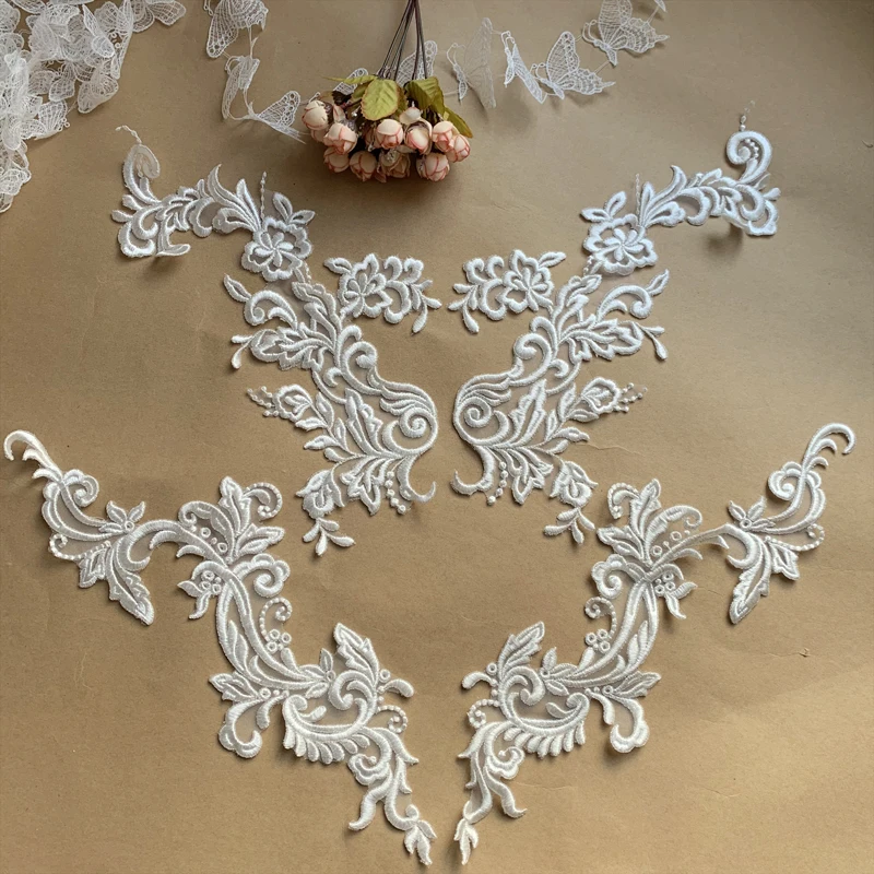Dentelle brodée blanche de riz de contour de fil d’argent de modèle européen, matériaux de patch de robe de mariage de bricolage, combinaison d’ab, nouveau, 2024 Dentelle brodée blanche de riz de contour de fil d’argent de modèle européen, matériaux de patch de robe de mariage de bricolage, combinaison d’ab, nouveau, 2024