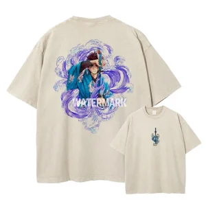 T-shirt Manches Courtes pour Homme, Anime Kimetsu No Yaiba, Vintage, Délavé, Kamado Tanjirou, Respzed, Giyuu Akatro Nezuko