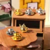 1 ensemble 1:12 maison de poupée miniature théière tasse soucoupe métal service à thé table à manger modèle décor jouet maison de poupée accessoires