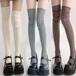 Chaussettes mi-longues pour femmes, chaussettes chaudes tricotées pour bottes, chauffe-jambes, bas hauts en coton japonais JK Chaussettes mi-longues pour femmes, chaussettes chaudes tricotées pour bottes, chauffe-jambes, bas hauts en coton japonais JK