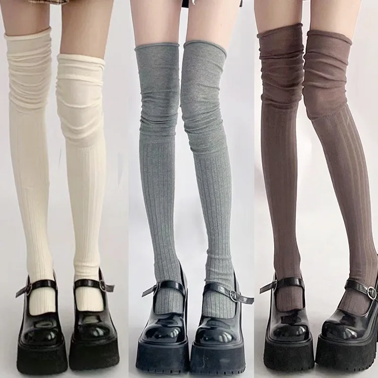 Chaussettes mi-longues pour femmes, chaussettes chaudes tricotées pour bottes, chauffe-jambes, bas hauts en coton japonais JK Chaussettes mi-longues pour femmes, chaussettes chaudes tricotées pour bottes, chauffe-jambes, bas hauts en coton japonais JK