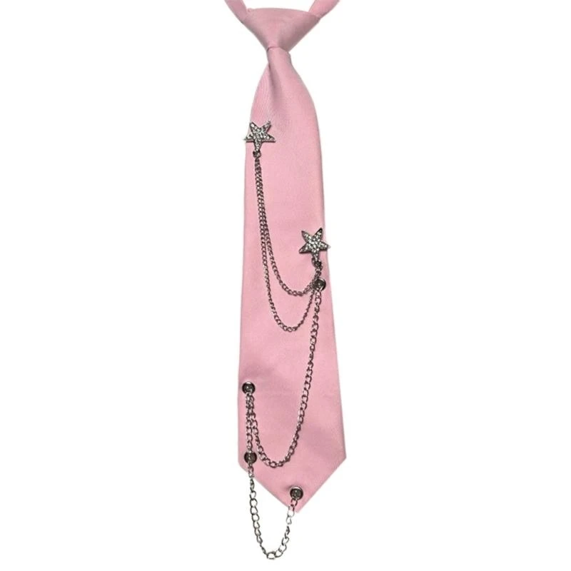 japonais punk tie étudiant uniforme vintage étoile chaîne pré attachée pour femmes japonais punk tie étudiant uniforme vintage étoile chaîne pré attachée pour femmes