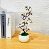bonsaï fleurs de prunier en soie, plante artificielle, fausses fleurs, pot de fleurs, branches d'arbre sakura, décoration de salle de maison